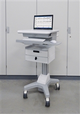Laptop-IT-Visitenwagen-mit-Aluminium-Schubladensystem-und-medizinischer-Tastatur-und-Maus